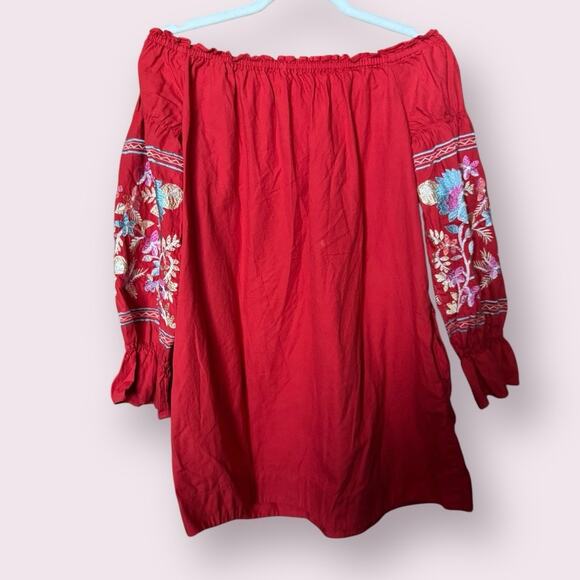 Free People Fleur Du Jour Embroidered Floral Dress in Red - Picture 4 of 7